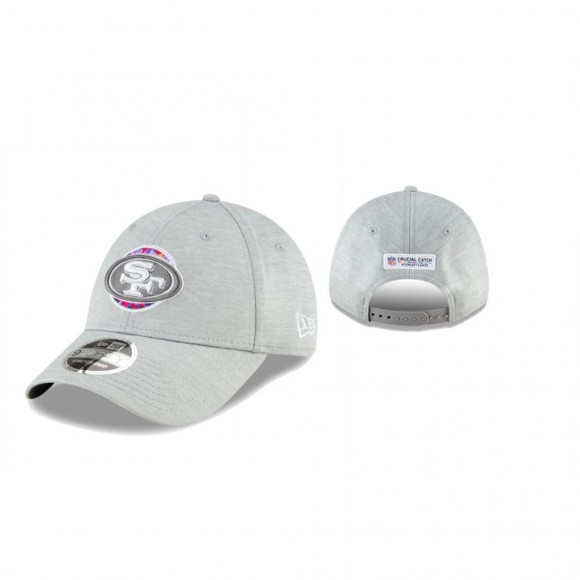 49ers Hat Coaches 9FORTY Adjustable Heather Gray 2020 NFL Cancer Catch