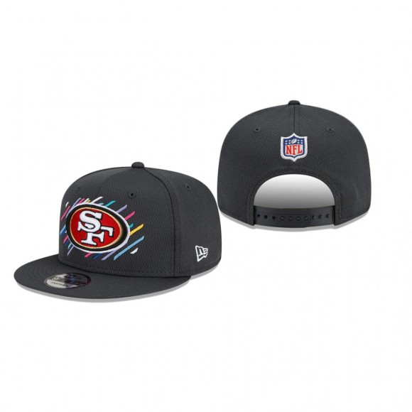 49ers Hat 9FIFTY Snapback Adjustable Charcoal 2021 NFL Cancer Catch