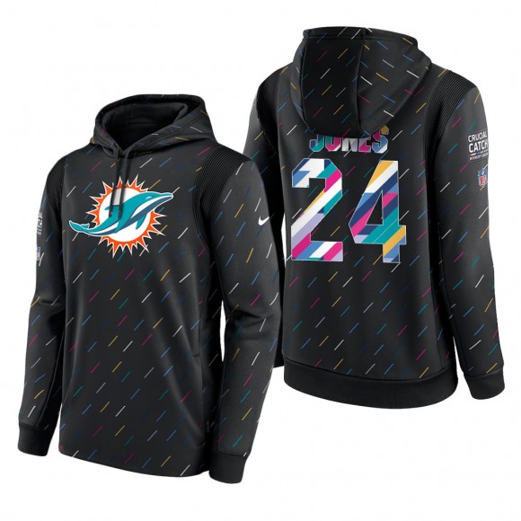 Byron Jones Dolphins 2021 NFL Crucial Catch Therma Pullover Hoodie