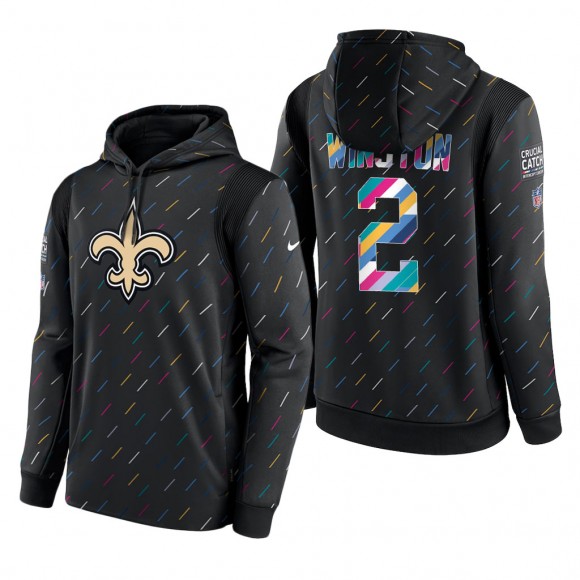 Jameis Winston Saints 2021 NFL Crucial Catch Therma Pullover Hoodie