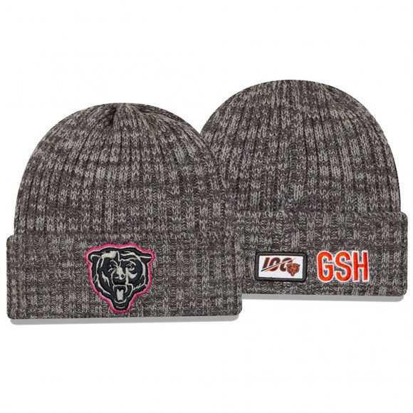 Bears Knit Hat Logo Cuffed Heather Gray 2019 NFL Cancer Catch