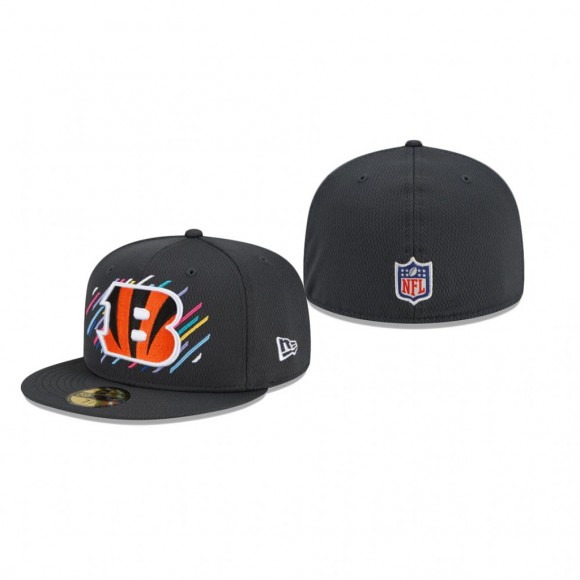 Bengals Hat 59FIFTY Fitted Charcoal 2021 NFL Cancer Catch