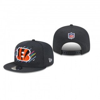 Bengals Hat 9FIFTY Snapback Adjustable Charcoal 2021 NFL Cancer Catch