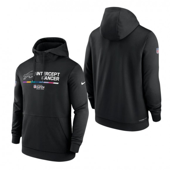 Men's Buffalo Bills Black 2022 NFL Crucial Catch Therma Performance Pullover Hoodie