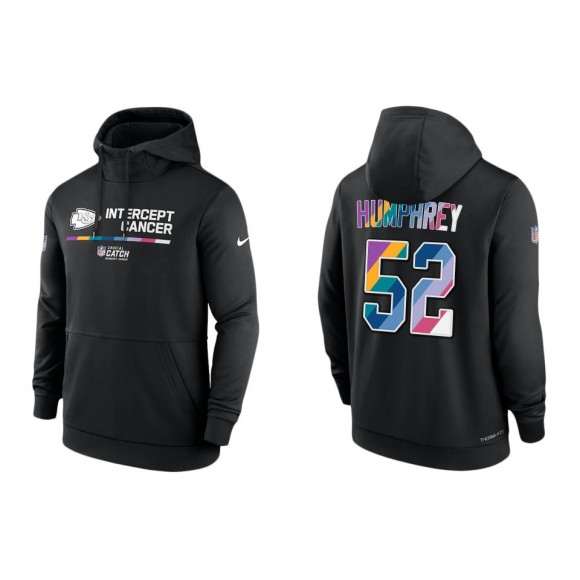 Creed Humphrey Kansas City Chiefs Black 2022 NFL Crucial Catch Therma Performance Pullover Hoodie