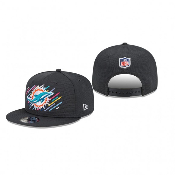 Dolphins Hat 9FIFTY Snapback Adjustable Charcoal 2021 NFL Cancer Catch
