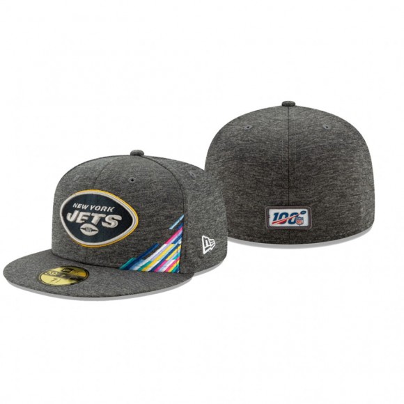 Jets Hat 59FIFTY Fitted Heather Gray 2019 NFL Cancer Catch