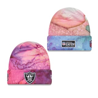 Men's Las Vegas Raiders Pink 2022 NFL Crucial Catch Knit Hat