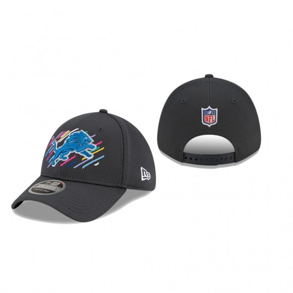 Lions Hat 9FORTY Adjustable Charcoal 2021 NFL Cancer Catch