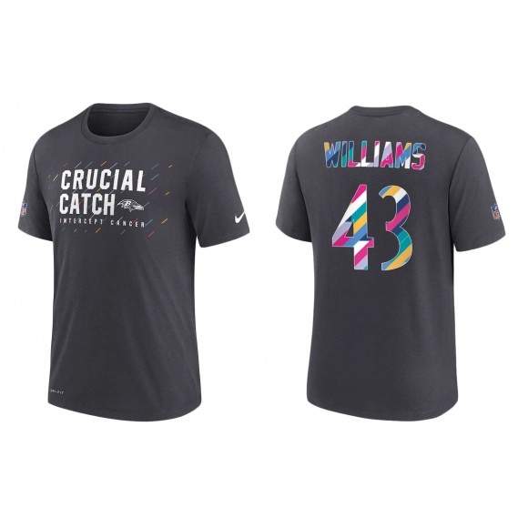 Men's Baltimore Ravens Marcus Williams Charcoal NFL Crucial Catch T-Shirt