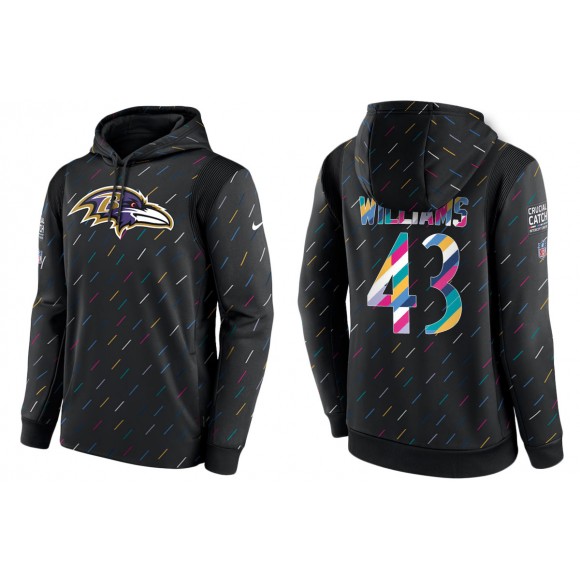 Men's Baltimore Ravens Marcus Williams Charcoal NFL Crucial Catch Hoodie