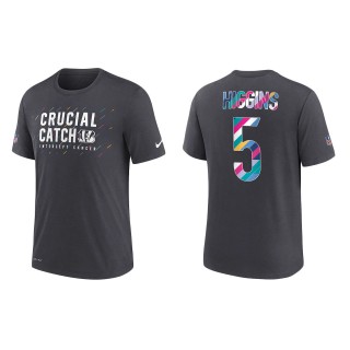 Men's Cincinnati Bengals Tee Higgins Charcoal 2021 NFL Crucial Catch Performance T-Shirt