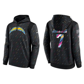 Men's Los Angeles Chargers J.C. Jackson Charcoal 2021 NFL Crucial Catch Therma Pullover Hoodie