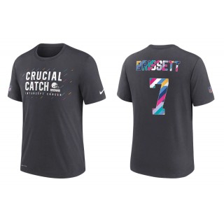 Men's Cleveland Browns Jacoby Brissett Charcoal NFL Crucial Catch T-Shirt