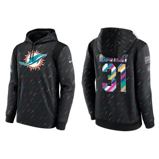 Men's Miami Dolphins Raheem Mostert Charcoal 2021 NFL Crucial Catch Therma Pullover Hoodie