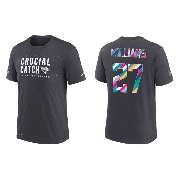 Men's Jacksonville Jaguars Darious Williams Charcoal NFL Crucial Catch T-Shirt