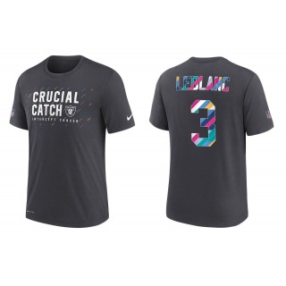 Men's Las Vegas Raiders Cre'Von LeBlanc Charcoal NFL Crucial Catch T-Shirt