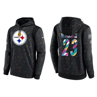Men's Pittsburgh Steelers Levi Wallace Charcoal 2021 NFL Crucial Catch Therma Pullover Hoodie