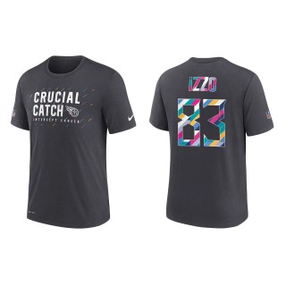 Men's Tennessee Titans Ryan Izzo Charcoal 2021 NFL Crucial Catch Performance T-Shirt