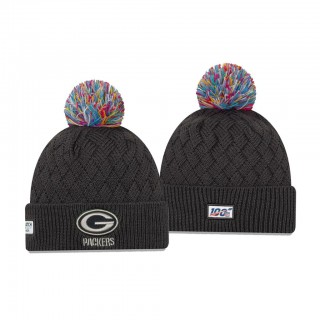 Packers Knit Hat Cuffed Pom Heather Gray 2019 NFL Cancer Catch