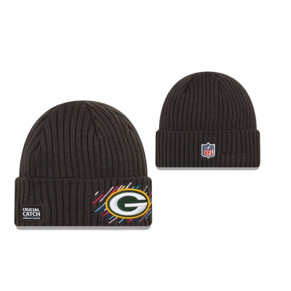 Men's Packers Knit Hat Charcoal 2021 NFL Cancer Catch