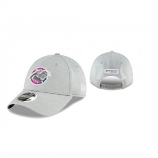 Panthers Hat Coaches 9FORTY Adjustable Heather Gray 2020 NFL Cancer Catch