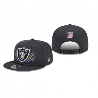 Raiders Hat 9FIFTY Snapback Adjustable Charcoal 2021 NFL Cancer Catch