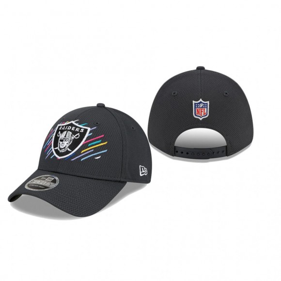 Raiders Hat 9FORTY Adjustable Charcoal 2021 NFL Cancer Catch
