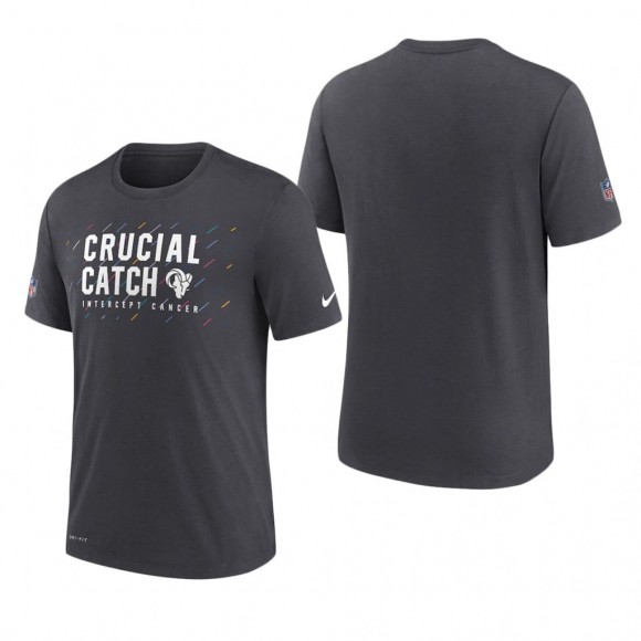 Rams T-Shirt Performance Charcoal 2021 NFL Cancer Catch