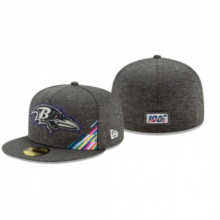 Ravens Hat 59FIFTY Fitted Heather Gray 2019 NFL Cancer Catch