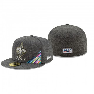 Saints Hat 59FIFTY Fitted Heather Gray 2019 NFL Cancer Catch