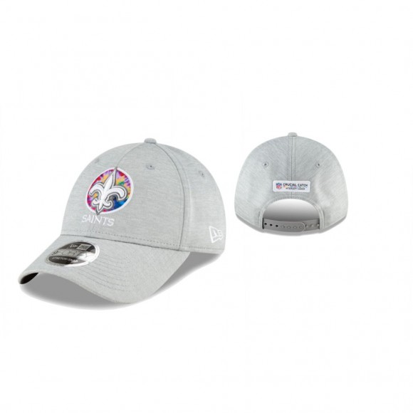 Saints Hat Coaches 9FORTY Adjustable Heather Gray 2020 NFL Cancer Catch