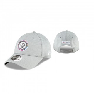 Steelers Hat Coaches 9FORTY Adjustable Heather Gray 2020 NFL Cancer Catch