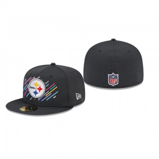 Steelers Hat 59FIFTY Fitted Charcoal 2021 NFL Cancer Catch