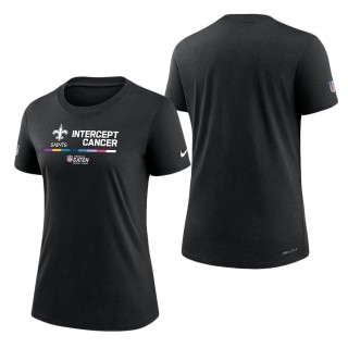 Women's New Orleans Saints Black 2022 NFL Crucial Catch Performance T-Shirt