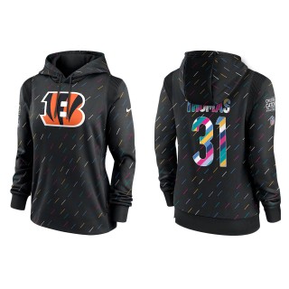 Women's Cincinnati Bengals Michael Thomas Anthracite 2021 NFL Crucial Catch Therma Pullover Hoodie