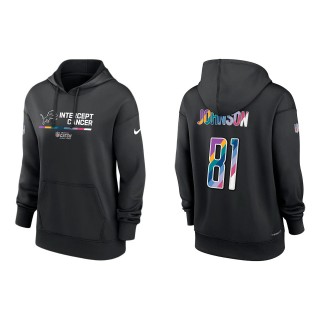 Women's Calvin Johnson Detroit Lions Black 2022 NFL Crucial Catch Therma Performance Pullover Hoodie
