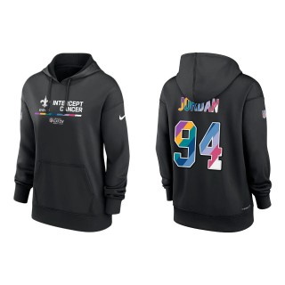 Women's Cameron Jordan New Orleans Saints Black 2022 NFL Crucial Catch Therma Performance Pullover Hoodie