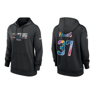 Women's Damien Harris New England Patriots Black 2022 NFL Crucial Catch Therma Performance Pullover Hoodie