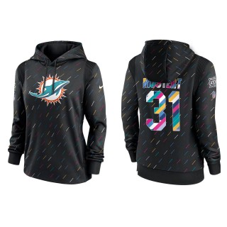 Women's Miami Dolphins Raheem Mostert Anthracite 2021 NFL Crucial Catch Therma Pullover Hoodie