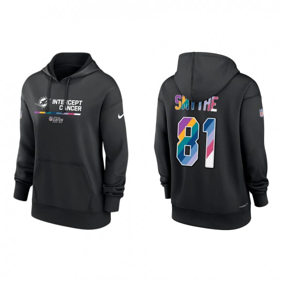 Women's Durham Smythe Miami Dolphins Black 2022 NFL Crucial Catch Therma Performance Pullover Hoodie