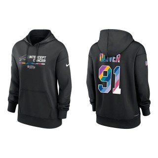 Women's Ed Oliver Buffalo Bills Black 2022 NFL Crucial Catch Therma Performance Pullover Hoodie
