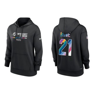 Women's Eric Rowe Miami Dolphins Black 2022 NFL Crucial Catch Therma Performance Pullover Hoodie