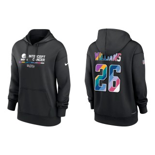 Women's Greedy Williams Cleveland Browns Black 2022 NFL Crucial Catch Therma Performance Pullover Hoodie