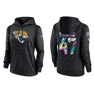 Women's Jacksonville Jaguars Kahale Warring Anthracite 2021 NFL Crucial Catch Therma Pullover Hoodie
