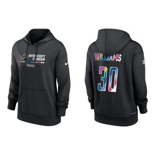 Women's Jamaal Williams Detroit Lions Black 2022 NFL Crucial Catch Therma Performance Pullover Hoodie