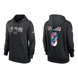 Women's Jevon Holland Miami Dolphins Black 2022 NFL Crucial Catch Therma Performance Pullover Hoodie