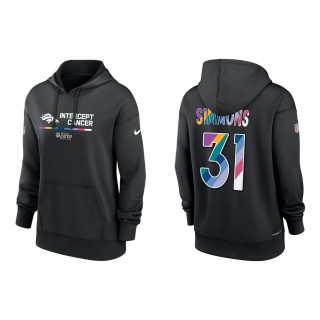 Women's Justin Simmons Denver Broncos Black 2022 NFL Crucial Catch Therma Performance Pullover Hoodie