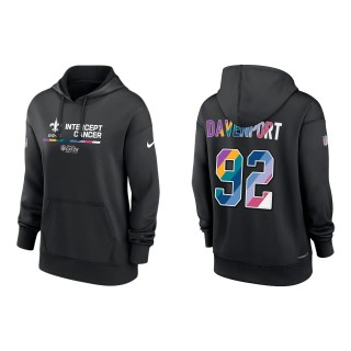 Women's Marcus Davenport New Orleans Saints Black 2022 NFL Crucial Catch Therma Performance Pullover Hoodie