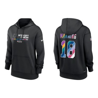 Women's Peyton Manning Indianapolis Colts Black 2022 NFL Crucial Catch Therma Performance Pullover Hoodie